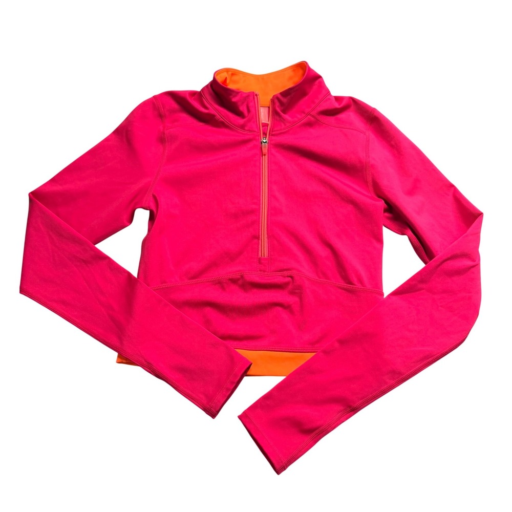 FP Movement Free People Half Zip Pullover Pink Orange Cropped Active Size XS